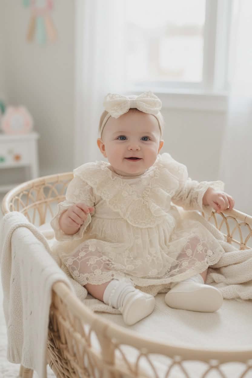 Baby Girl Lace Set-Dress,Shoes,Headband & Tights