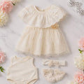 Delicate Baby Girls Set-Dress,Bodysuit,Headband & Socks