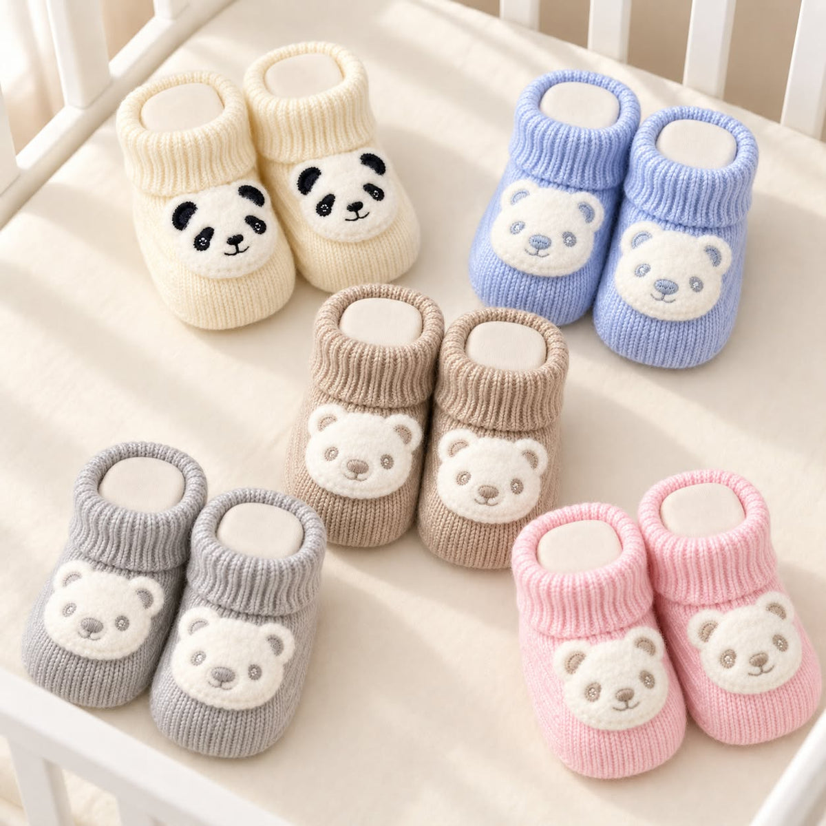Cosy Knit Baby Booties – Panda & Teddy