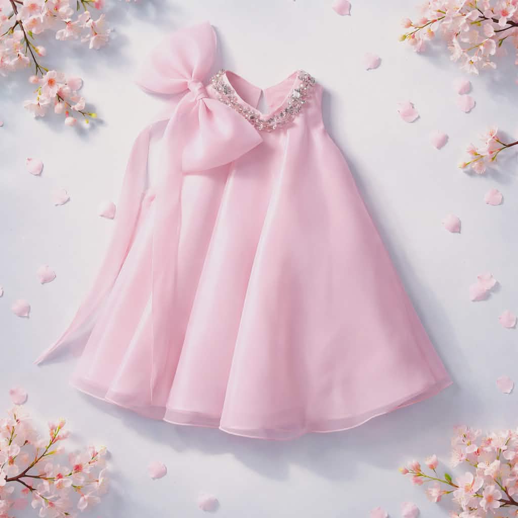 Elegant Party Dress for Girls with Bow Shoulder