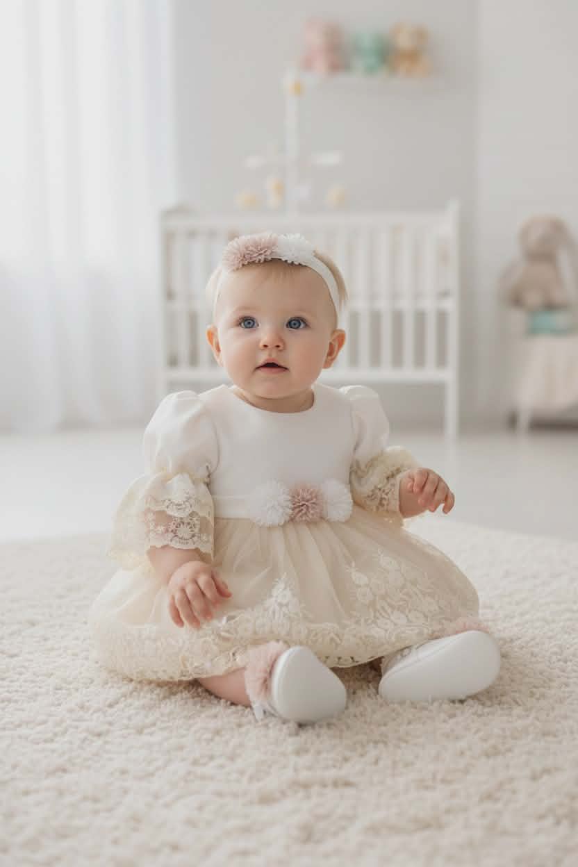 Baby Girl 4-Piece Set-Dress,Shoes,Headband & Tights